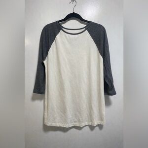 Madewell Two-Tone Raglan Long Sleeve Top - Cream & Dark Gray